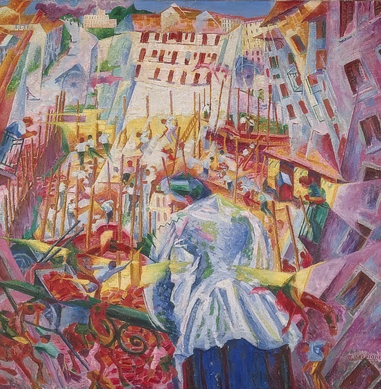 Ulice proniká do domu (La strada entra nella casa). 1911 od Umberto Boccioni