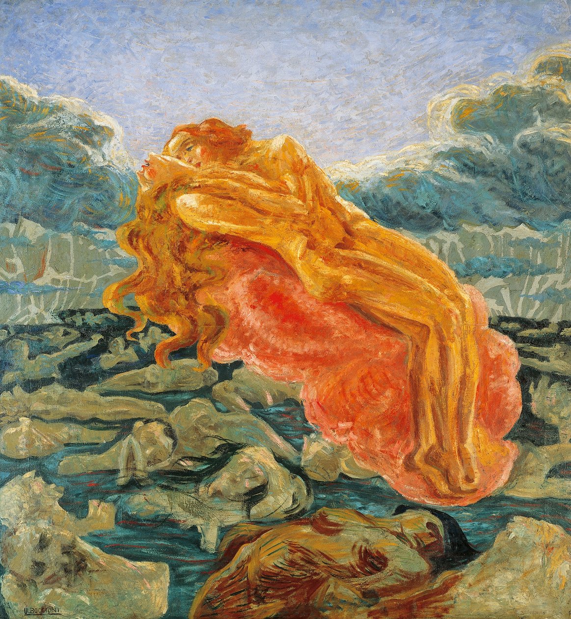 Sen (nebo Paolo a Francesca) Umberto Boccioni (1882-1916) od Umberto Boccioni