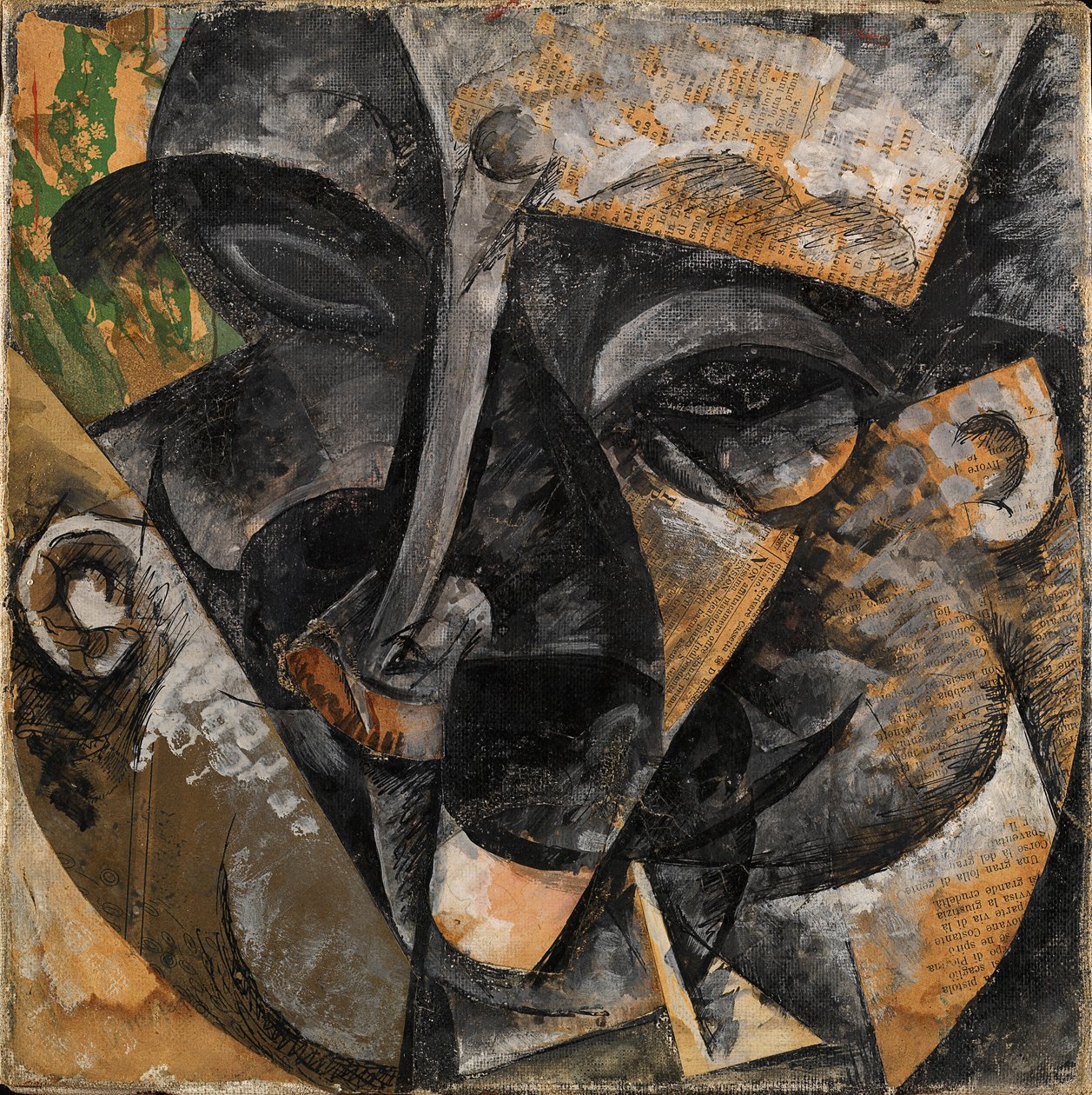 Dinamismus mužské hlavy nebo Kompozice ženské hlavy nebo Rozklad lidské hlavy nebo Linie nutí hlavu muže (Dinamismo di una testa di uomo), autor: Umberto Boccioni od Umberto Boccioni