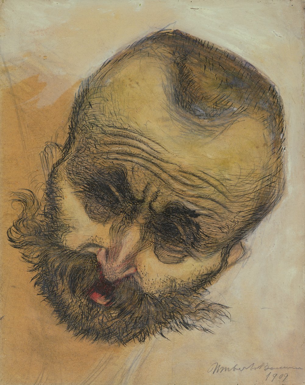 Head Study, 1909 (pero a inkoust mytí) od Umberto Boccioni