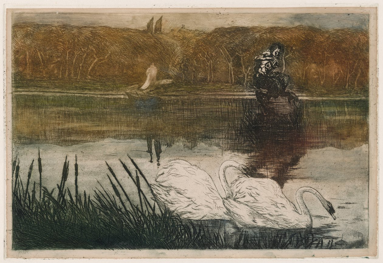 Jezero s labutěmi od Umberto Boccioni