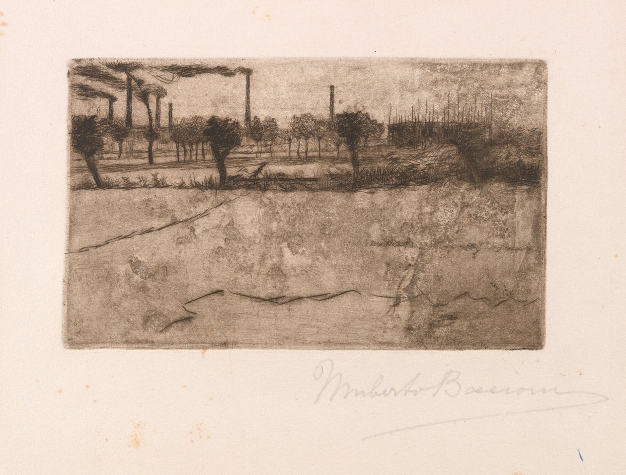 Krajina s průmyslovými závody od Umberto Boccioni