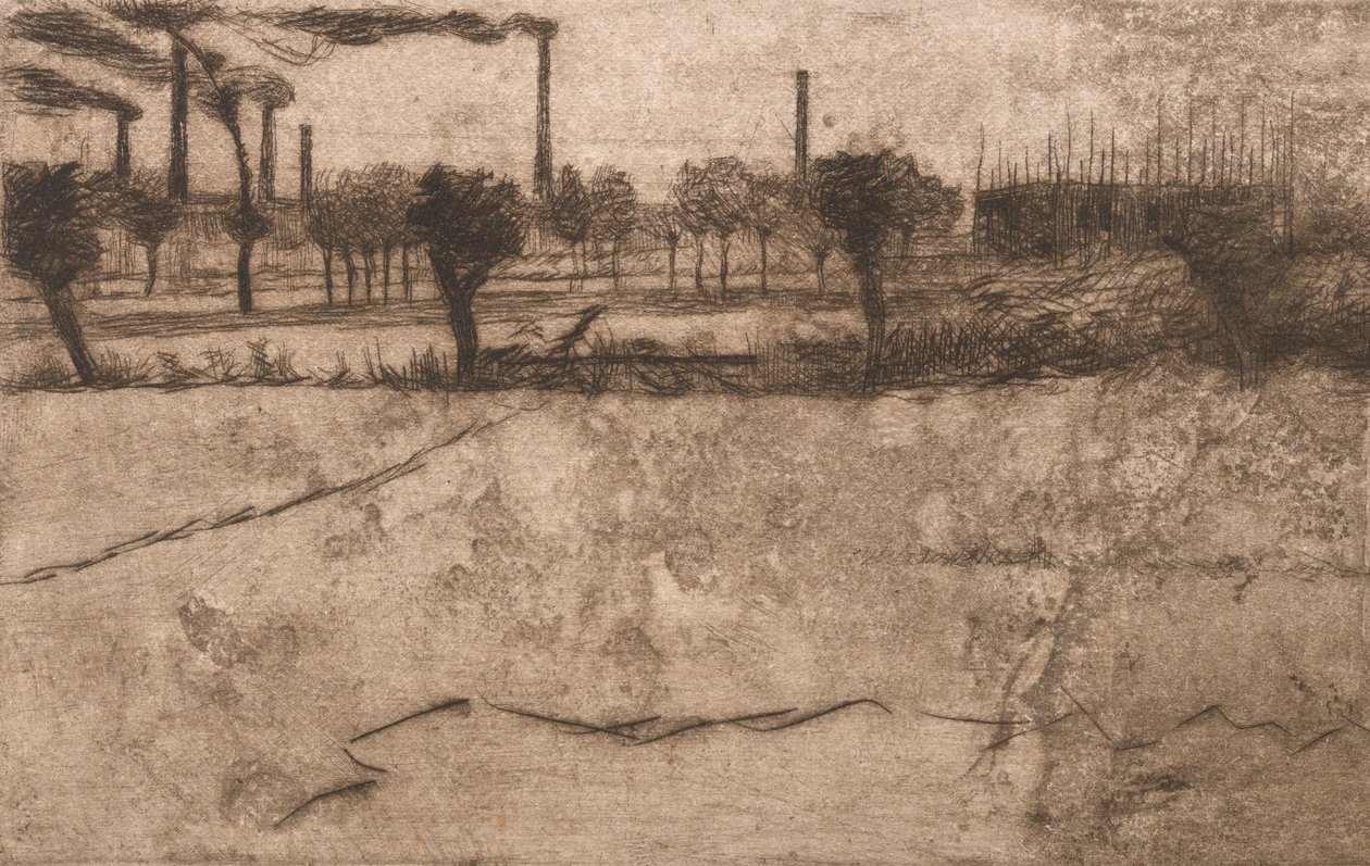 Krajina s průmyslovými závody, 1909. od Umberto Boccioni