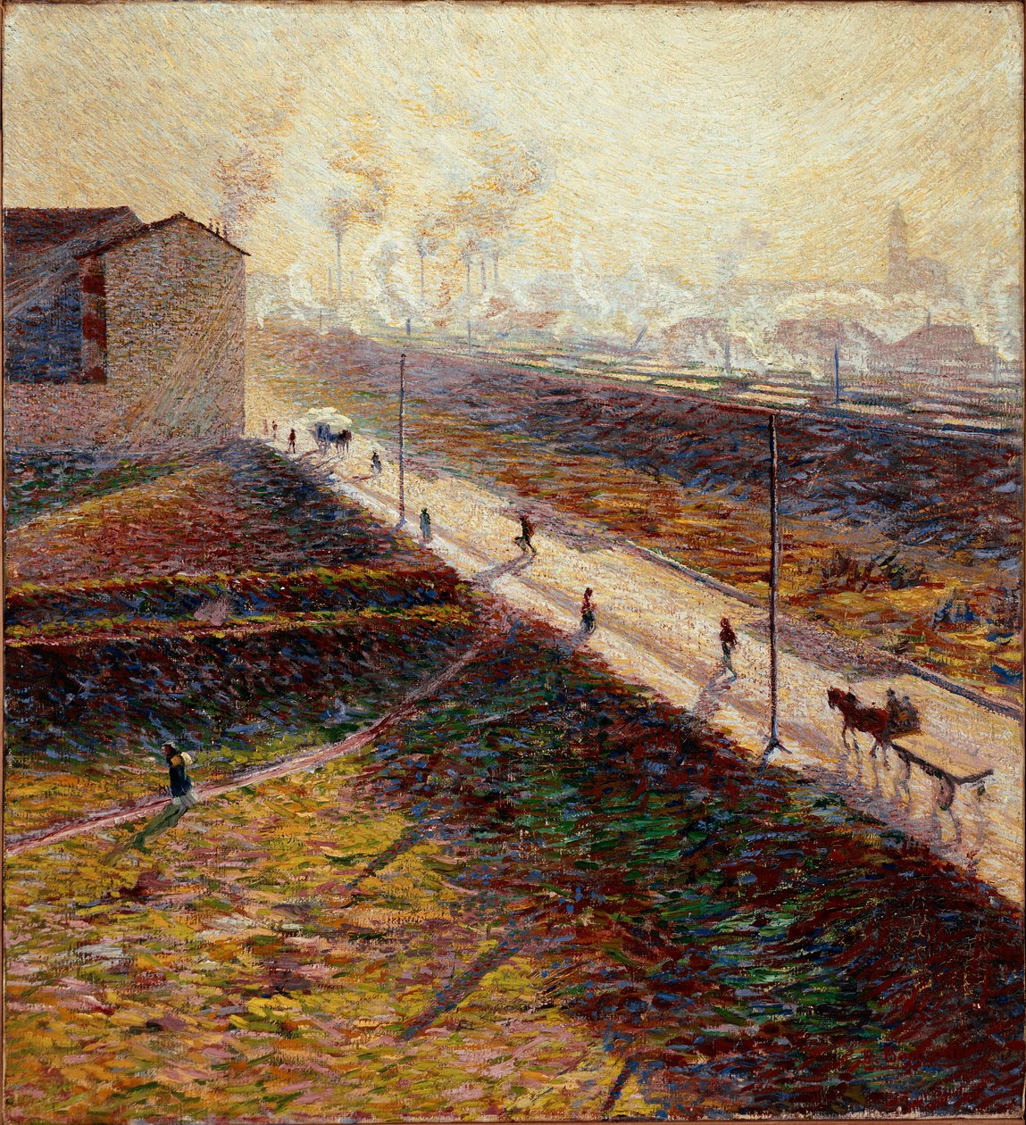 Ráno aneb „Předměstská cesta časně ráno““ Obraz Umberta Boccioniho (1882-1916) 1909 Ne. 60x55 cm Soukromá sbírka od Umberto Boccioni
