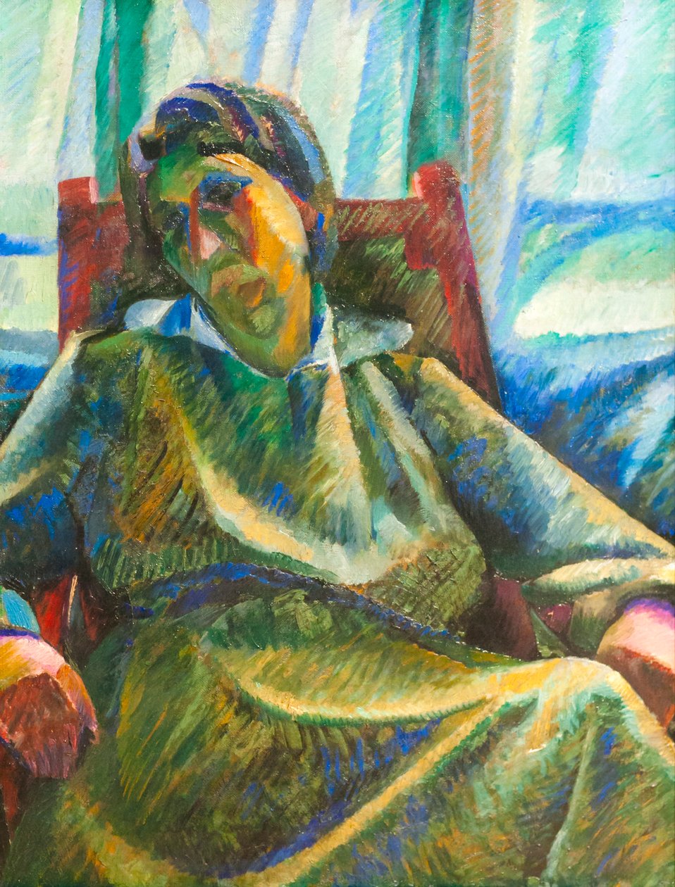 Syntéza plastů - sedící osoba od Umberto Boccioni
