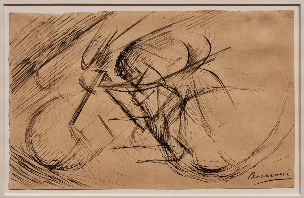Studie pro dynamiku cyklisty od Umberto Boccioni