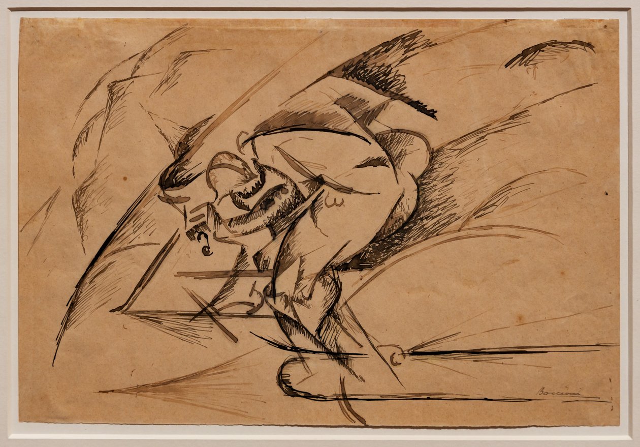 Studie pro dynamiku cyklisty od Umberto Boccioni