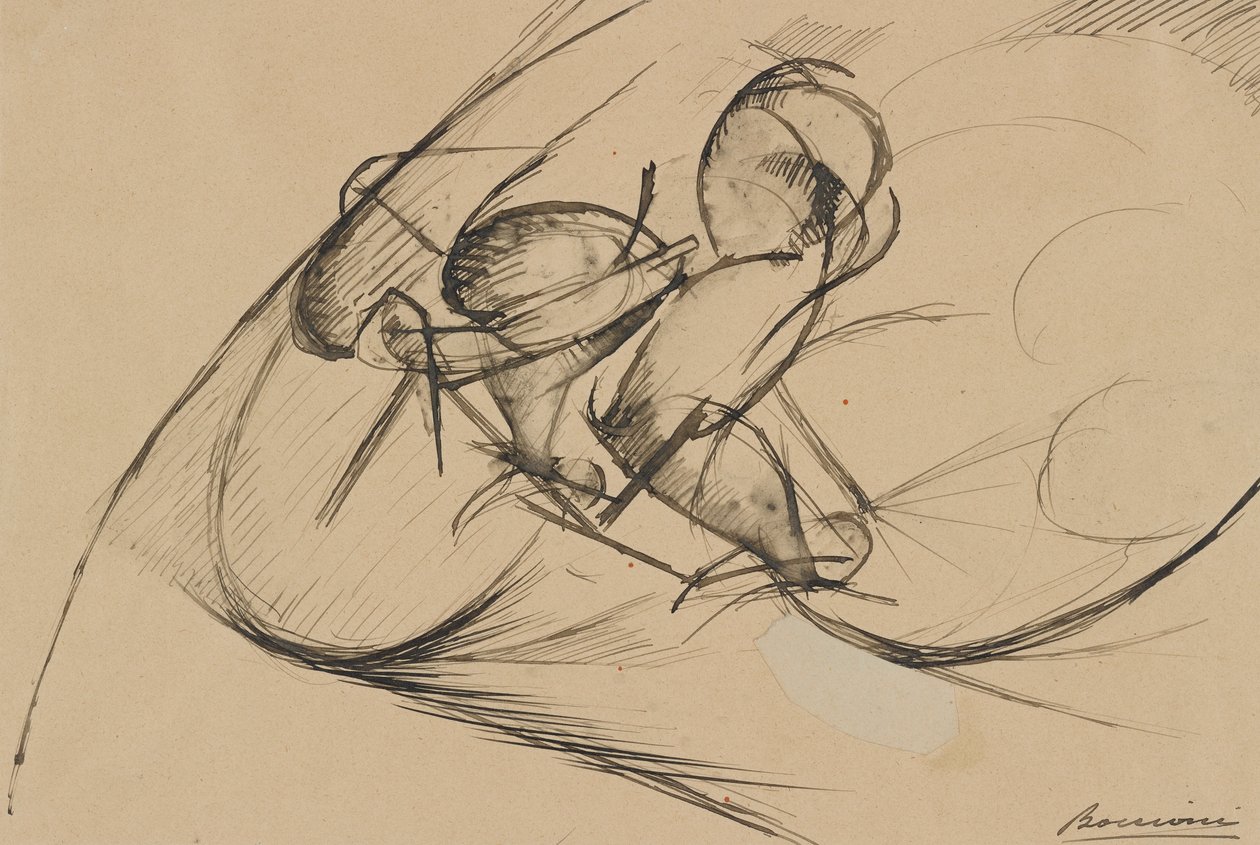 Studie dynamické síly cyklisty II od Umberto Boccioni