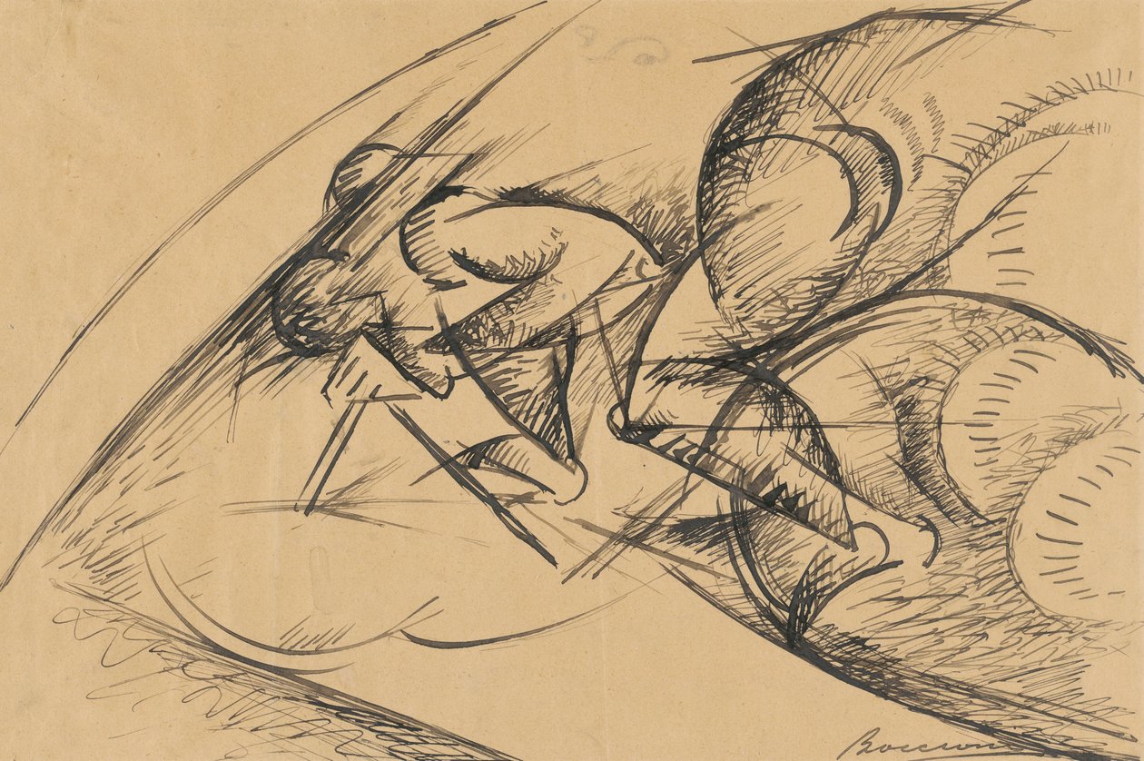 Studie dynamické síly cyklisty I od Umberto Boccioni