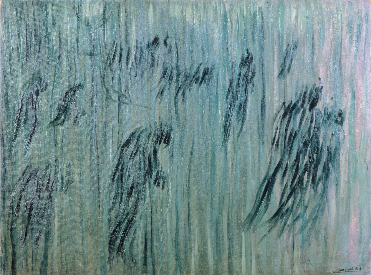 Ti, kteří zůstávají od Umberta Boccioniho (1882-1916), olej na plátně, 71x96 cm od Umberto Boccioni