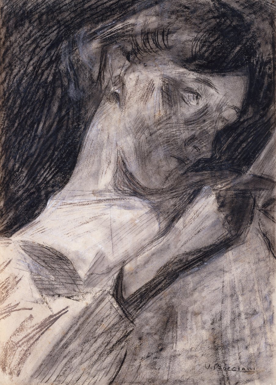 Mladá žena čtoucí Ines, 1909-10. od Umberto Boccioni