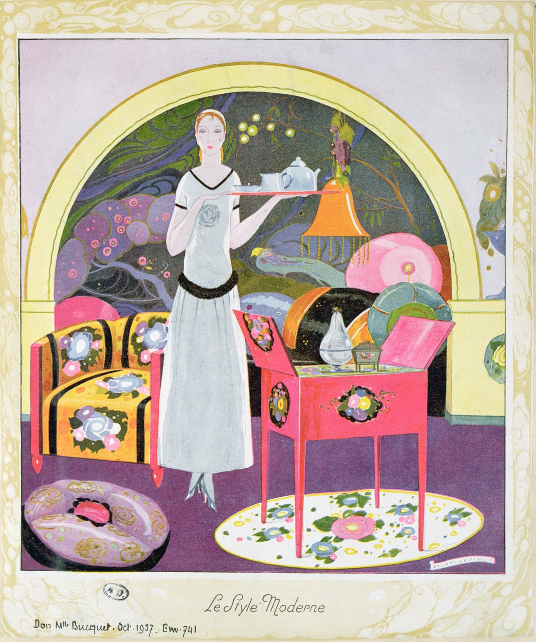 Moderní styl, c. 1925 (barevné lito) od Umberto Brunelleschi