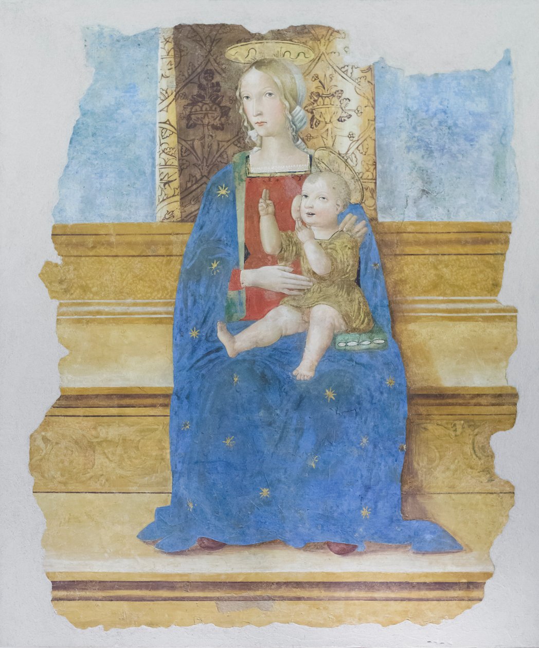 Ošetřující madona, počátek 16. století, Baldo de Sarofini da Perugia  (freska přenesená na dřevo) od Umbrian School