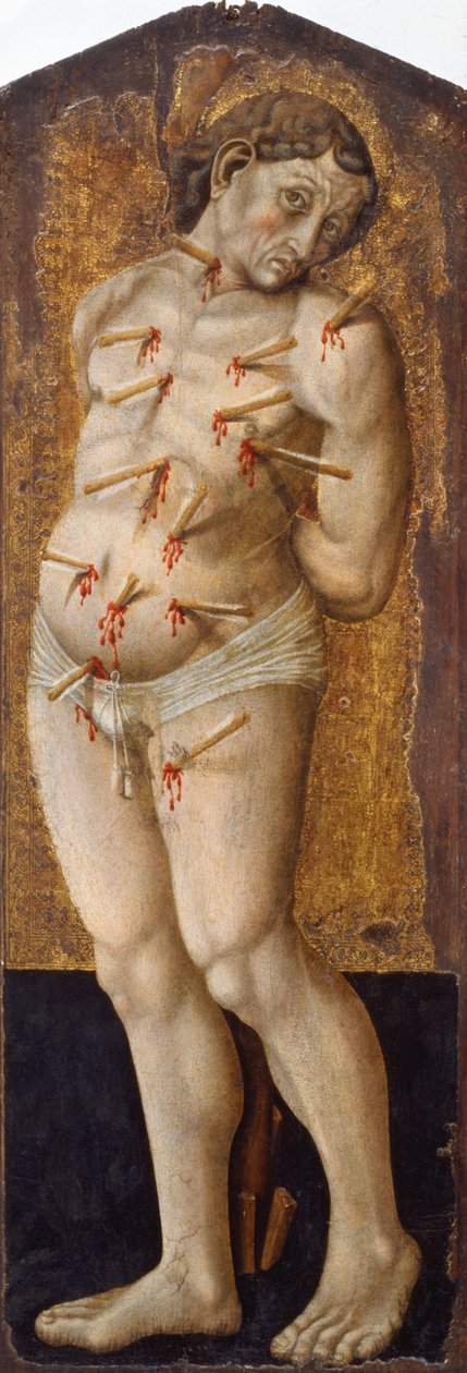 Svatý Šebestián (tempera na dřevě) od Umbrian School
