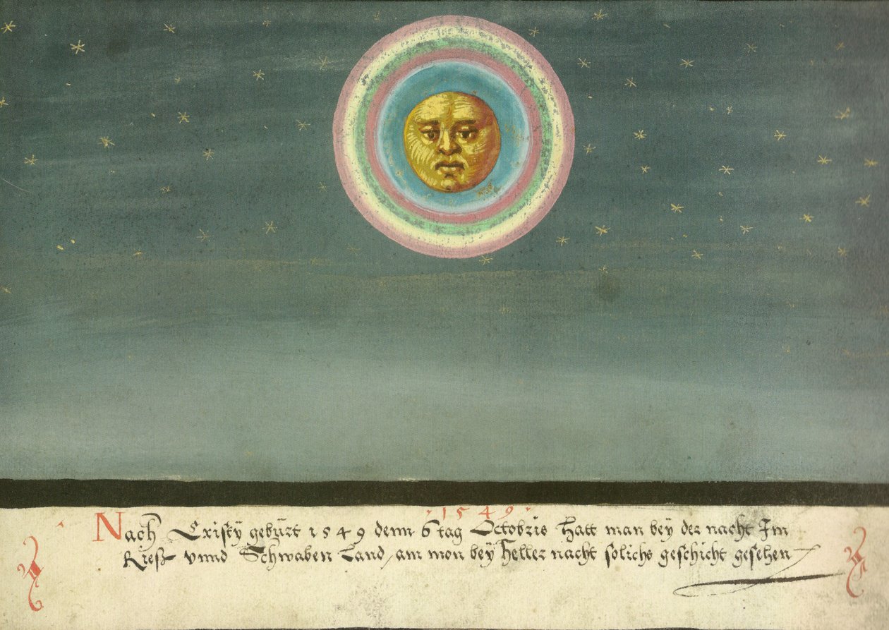 Augsburská kniha zázračných znamení - Folio 163- Měsíční svatozář nad Švábskem od Unbekannt Unbekannt