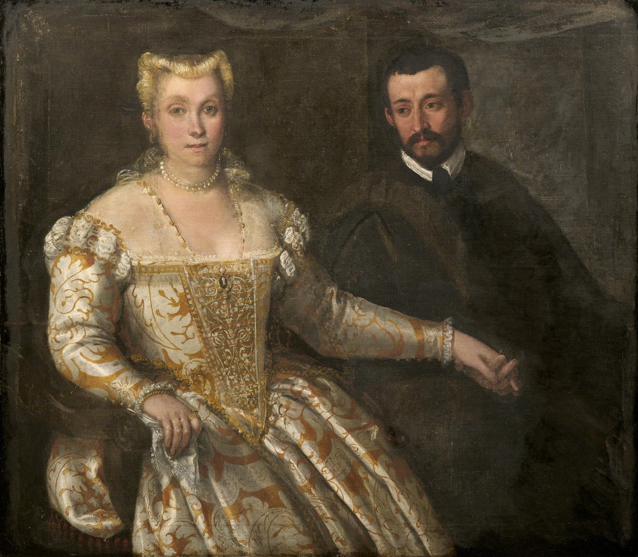 Dvojitý portrét ženy a muže, benátská škola kolem roku 1570 od Unbekannt Unbekannt