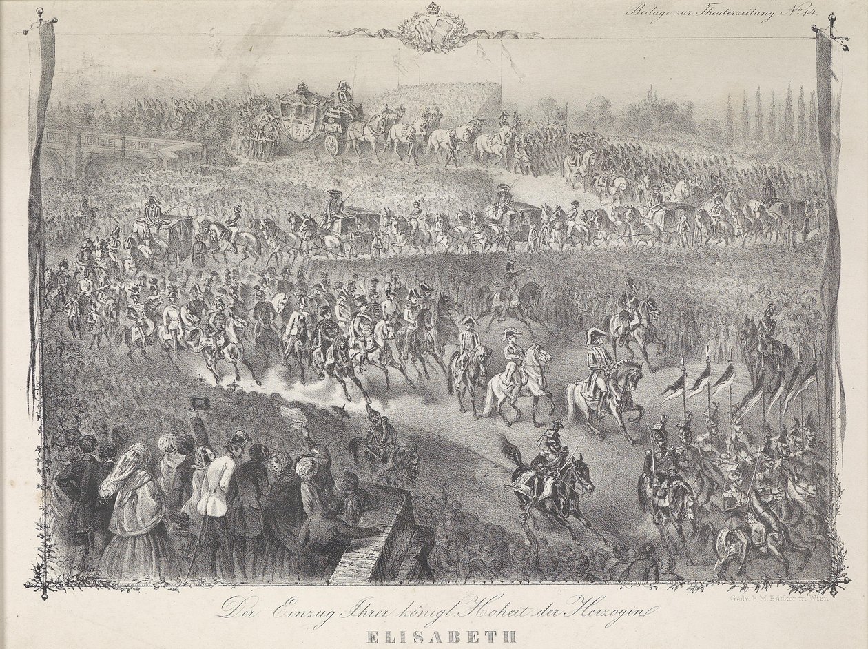 Vstup její královské výsosti vévodkyně Alžběty do Bavorska ve Vídni v roce 1854 od Unbekannt Unbekannt