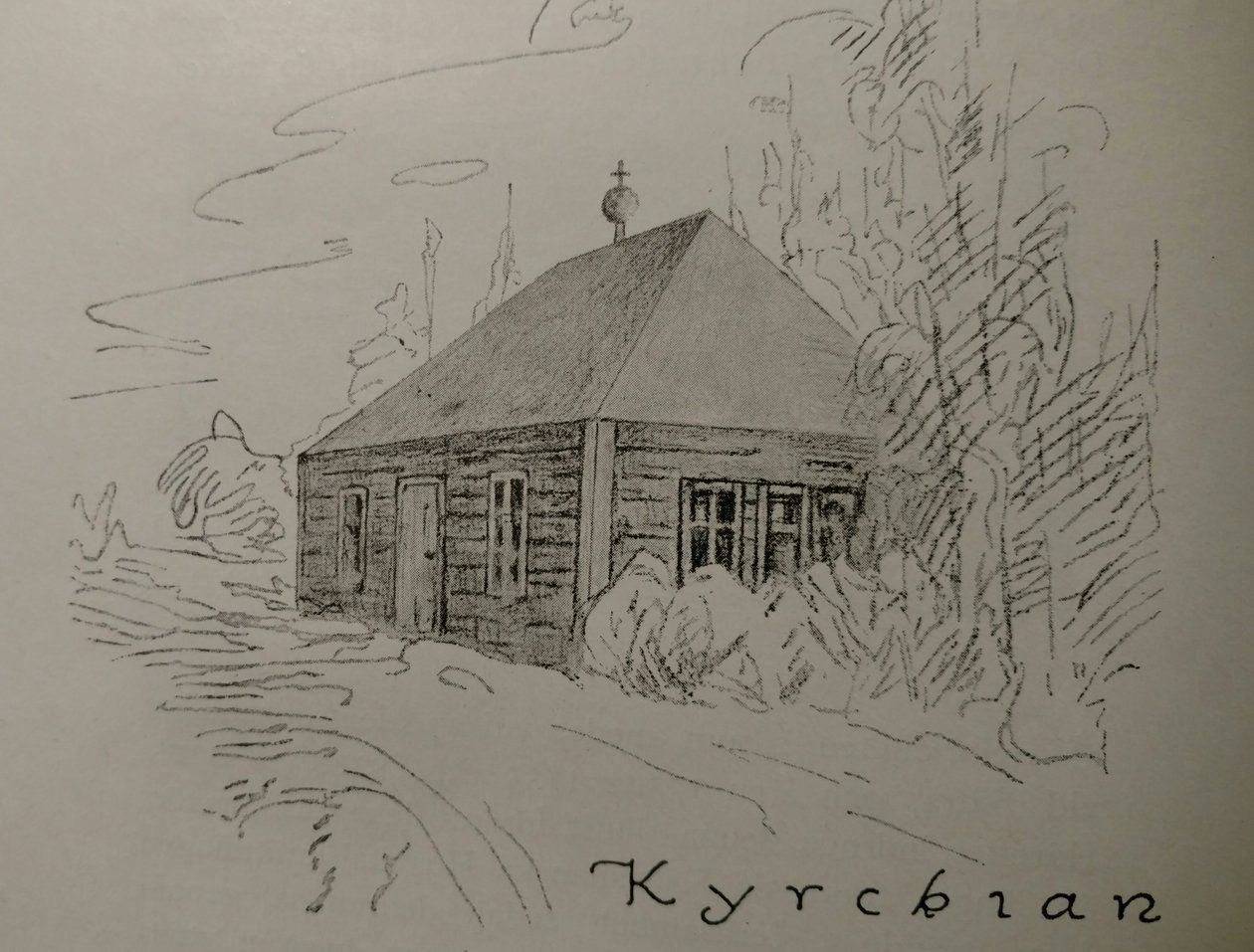 Ilustrace bývalého kostela na studni Sätra od Unbekannt Unbekannt