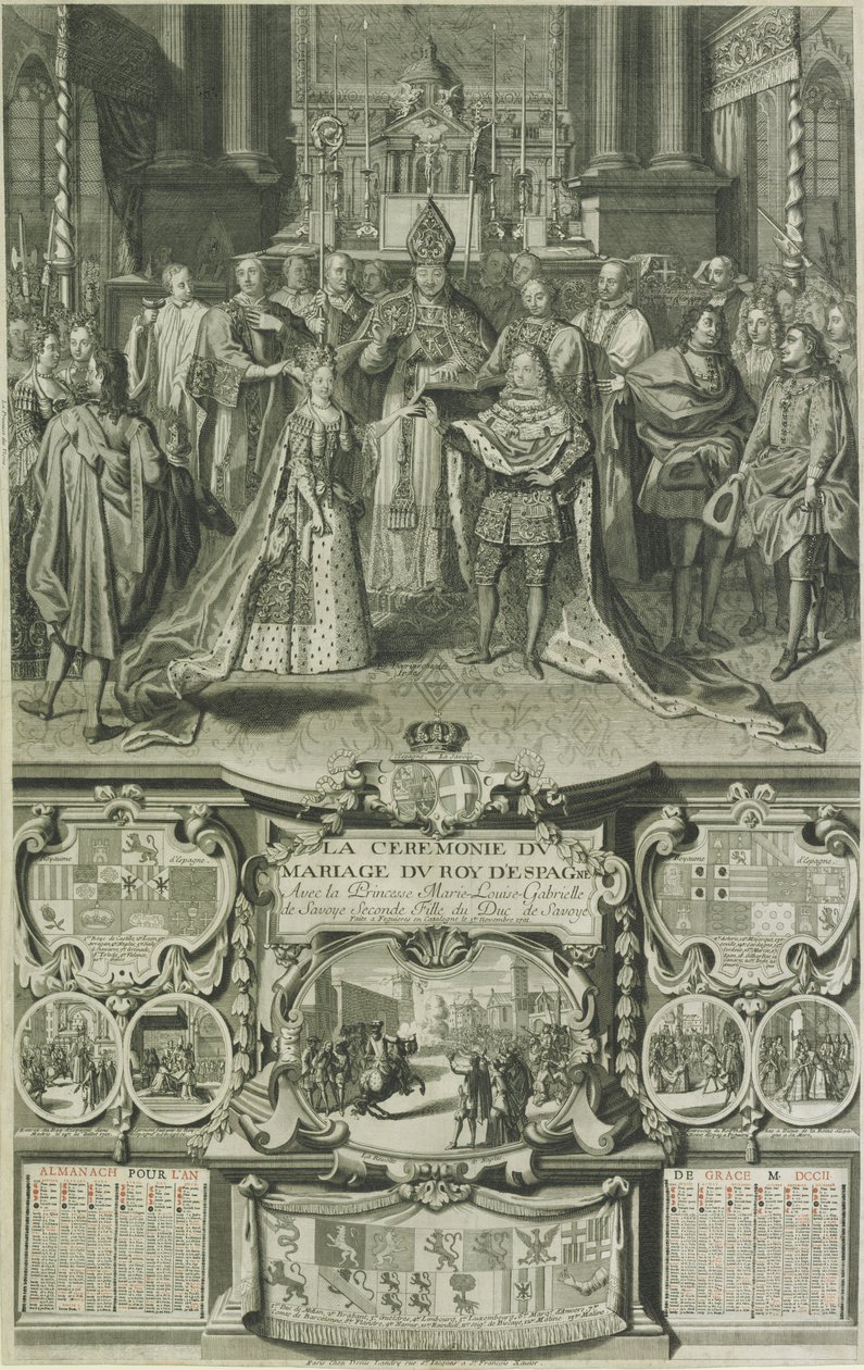 Manželství Marie Luisy Savojské a Felipe V Španělska v roce 1701 od Unbekannt Unbekannt