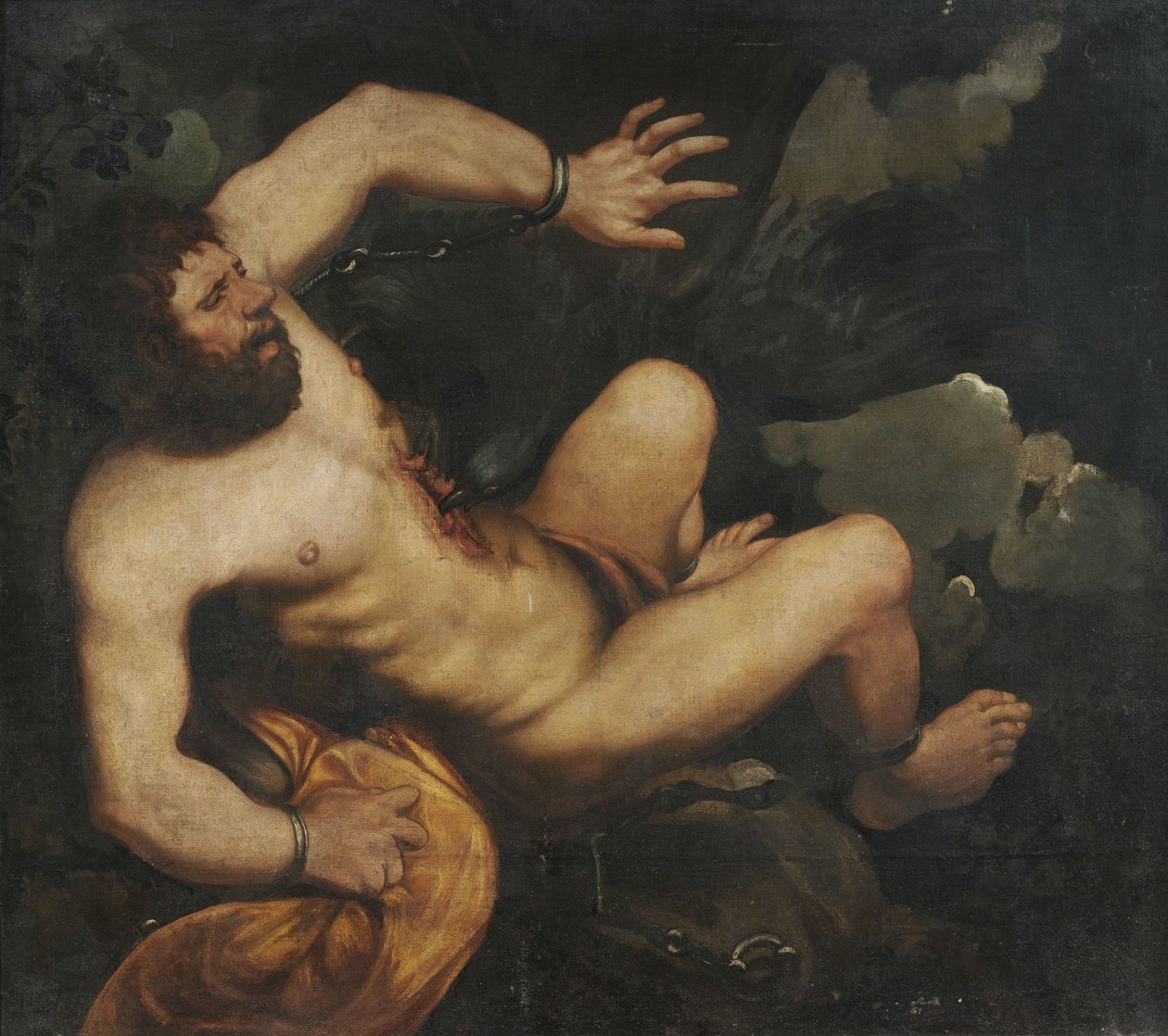 Prometheus připoutaný ke skále s orlem Ethonem. od Unbekannt Unbekannt