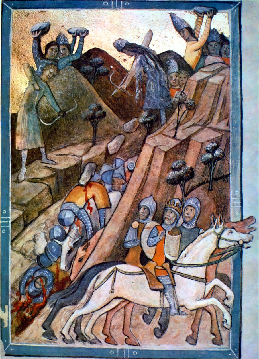 Bitva u Posady v Chronicon Pictum str. 146 od Unbekannt Unbekannt