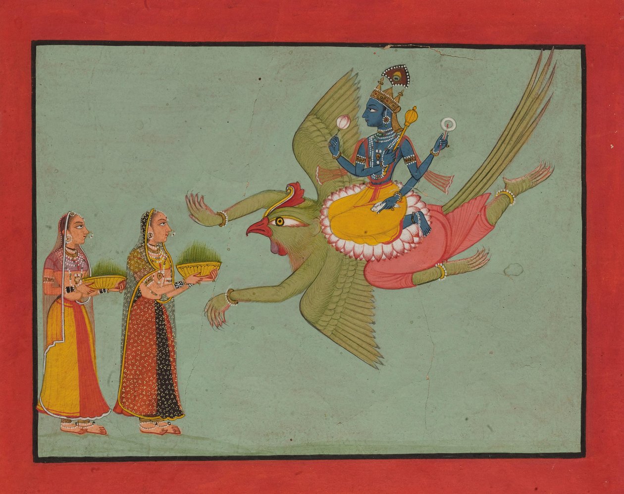 Vishnu na svém vozidle Garuda od Unbekannt Unbekannt