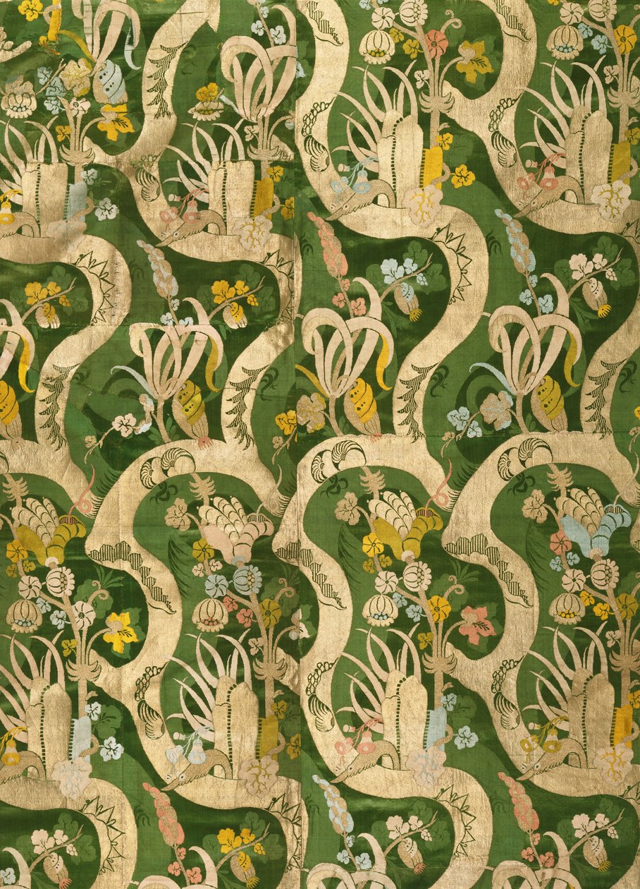 Umělec, výrobce neznámý, italština - tkaný textil (hedvábí s bizarním designem) od Unbekannt Unbekannt