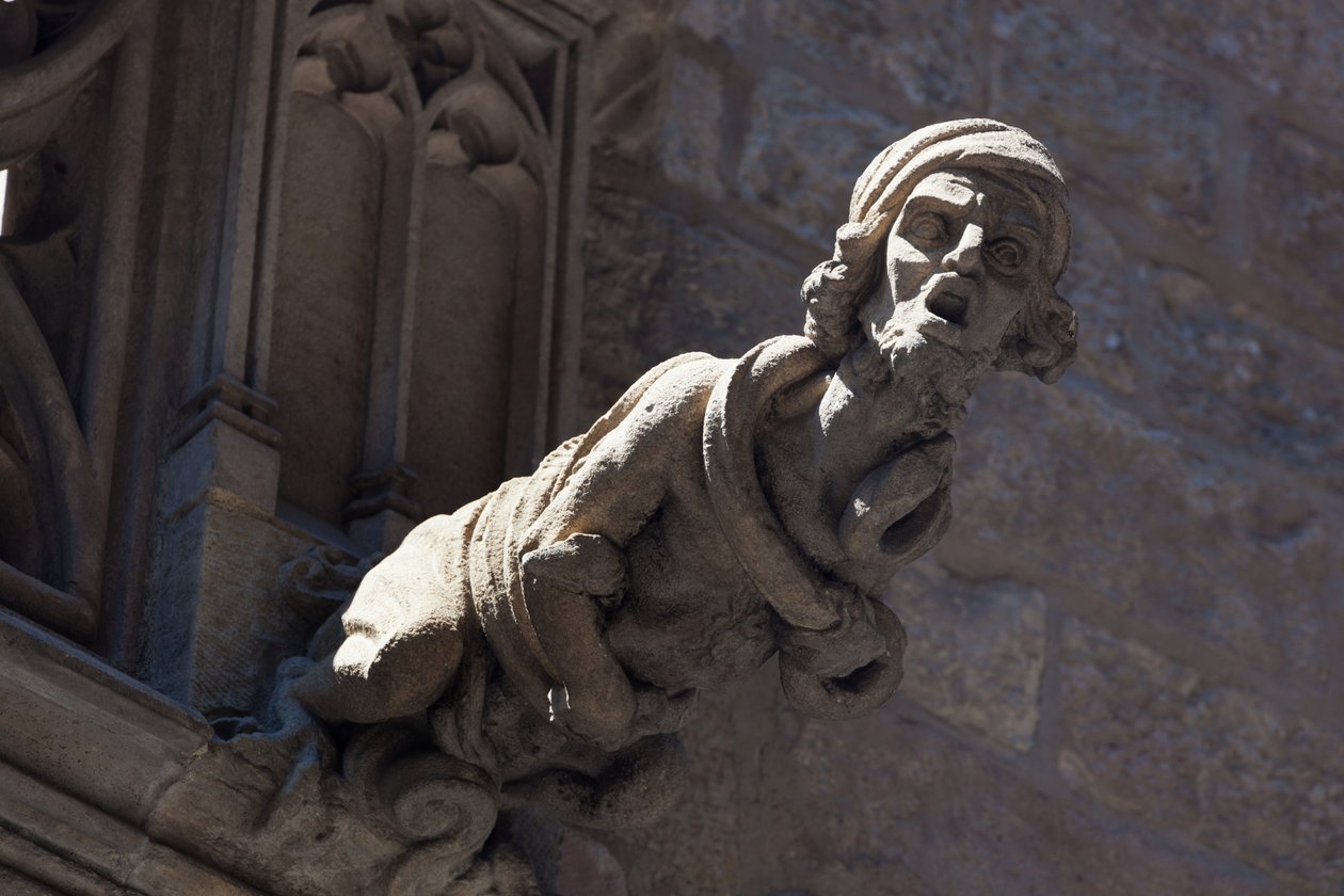 Barcelona, Španělsko. Chrlič na budově v gotické čtvrti. od Unbekannt Unbekannt