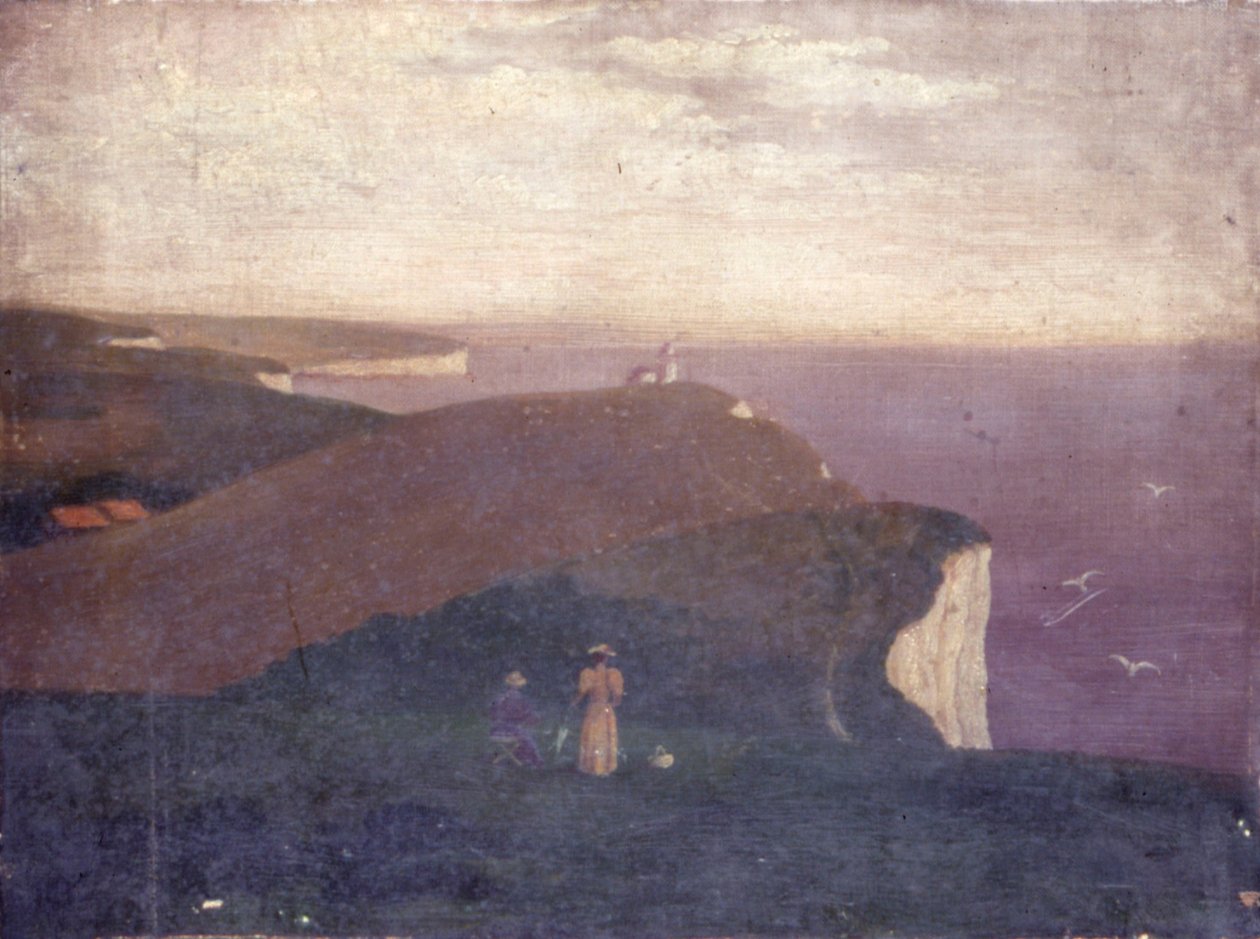 British School - The South Downs, s majákem Belle Tout od Unbekannt Unbekannt