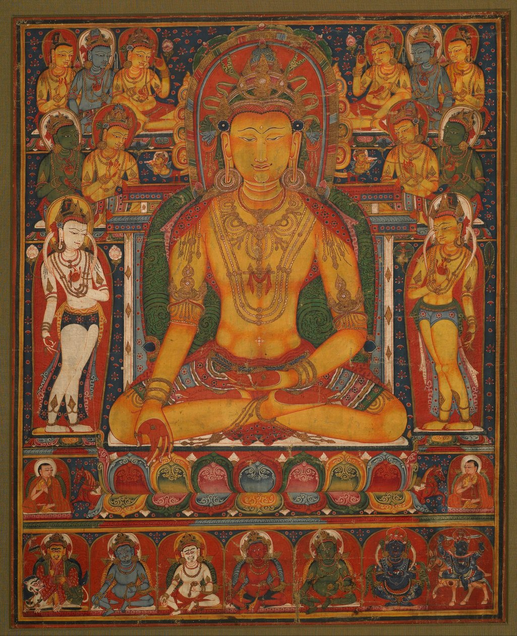 Buddha Ratnasambhava s božstvy bohatství od Unbekannt Unbekannt