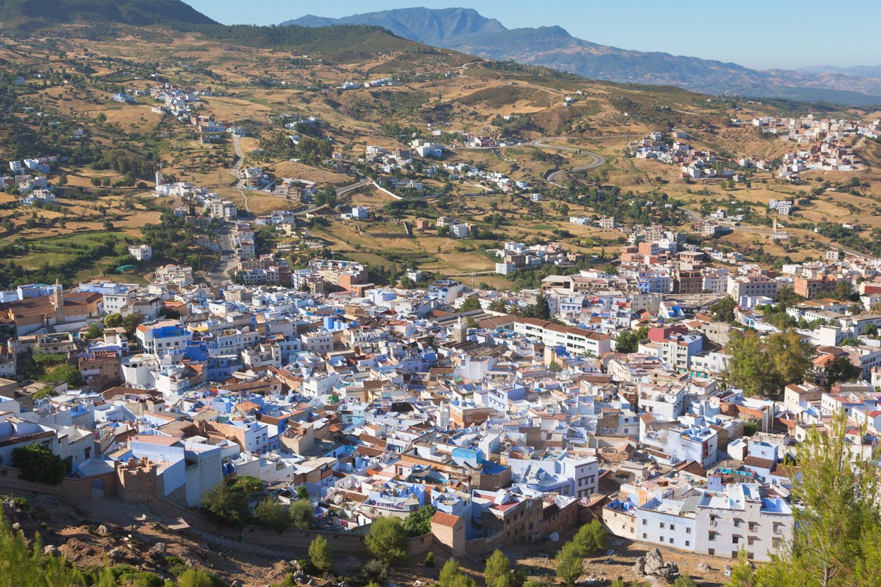 Chefchaouen, Maroko. Celkový pohled na město. od Unbekannt Unbekannt