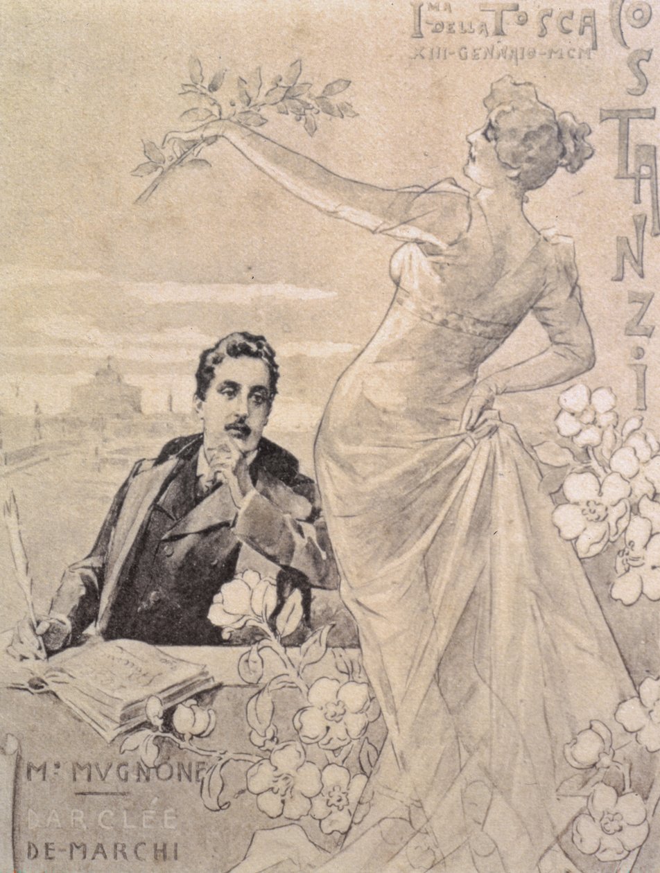 Pamětní pohlednice k prvnímu provedení opery „Tosca“ od Giacoma Pucciniho (1858-1924) 1900 od Unbekannt Unbekannt