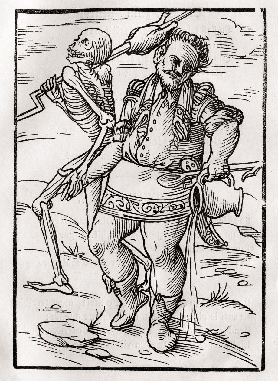 Smrt si přichází pro kuchaře, z knihy "Der Todten Tanz", vydáno v Basileji, 1843. od Unbekannt Unbekannt