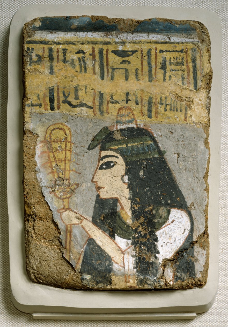 Egyptský - Nástěnná malba - Žena držící Sistrum od Unbekannt Unbekannt