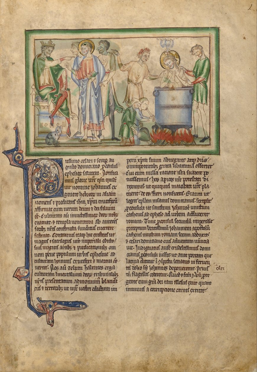 Císař Domitian v rozhovoru se svatým Janem evangelistou a svatým Janem evangelistou ve vaně v Boi ... od Unbekannt Unbekannt