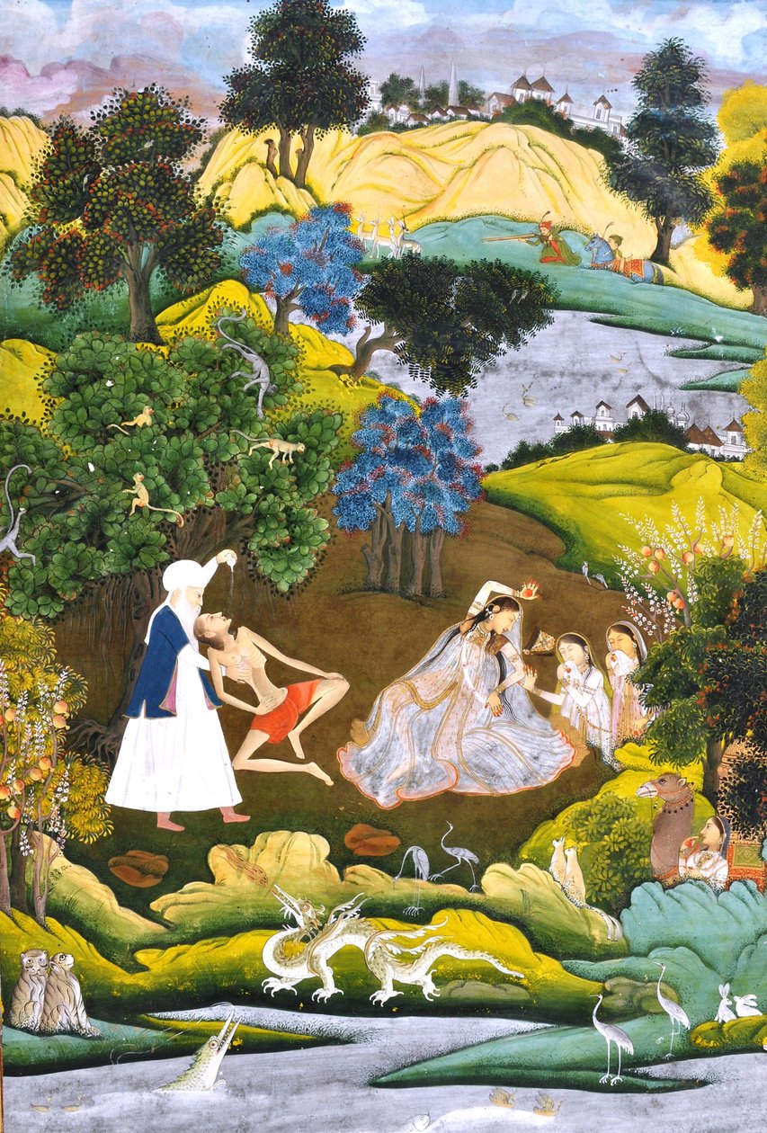 Omdlela Laila a Majnun-podle Khamsy perského básníka Nizamiho od Unbekannt Unbekannt