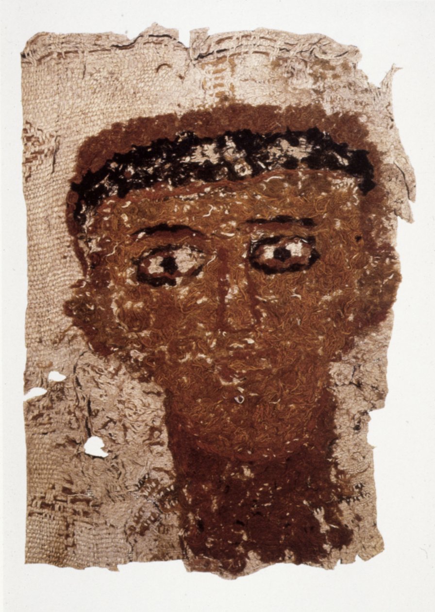 Fragment z pohřební roušky s portrétem od Unbekannt Unbekannt