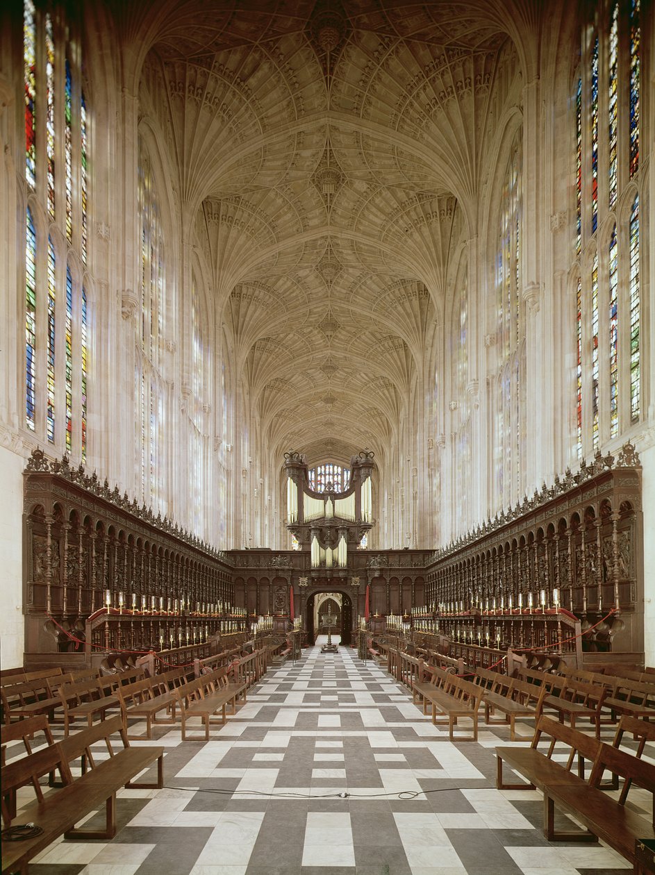Fotografie interiéru Kings College Chapel, Cambridge 1446-1515 od Unbekannt Unbekannt