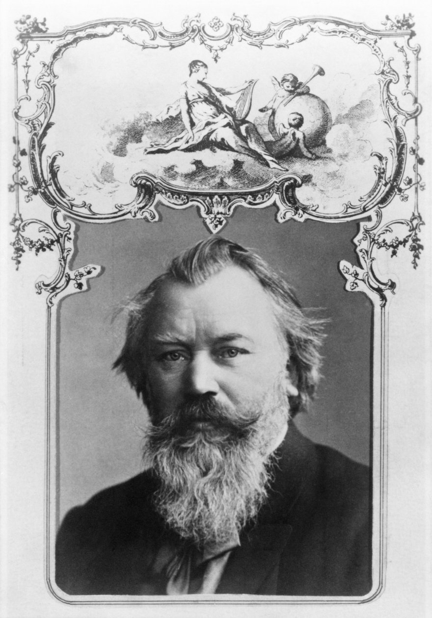 Johannes Brahms (1833-97) (sada černobílých fotografií v ozdobném rámečku) od Unbekannt Unbekannt