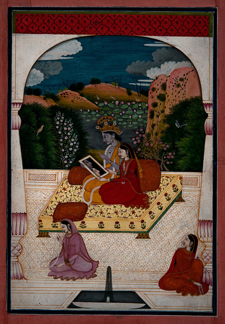 Krishna a Radha se dívali do zrcadla. od Unbekannt Unbekannt