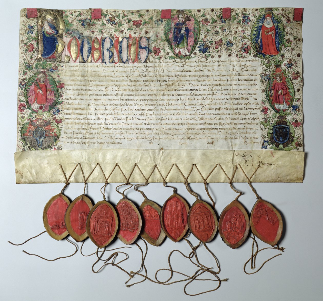 Odpustkový list kostelu sv. Mikuláše, 22. června 1484 (tuš na pergamenu) od Unbekannt Unbekannt