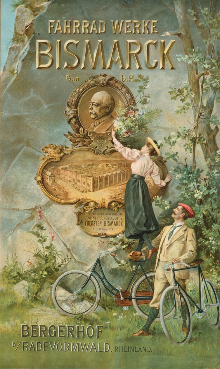Plakát inzerující Fahrrad Werke Bismarck od Unbekannt Unbekannt