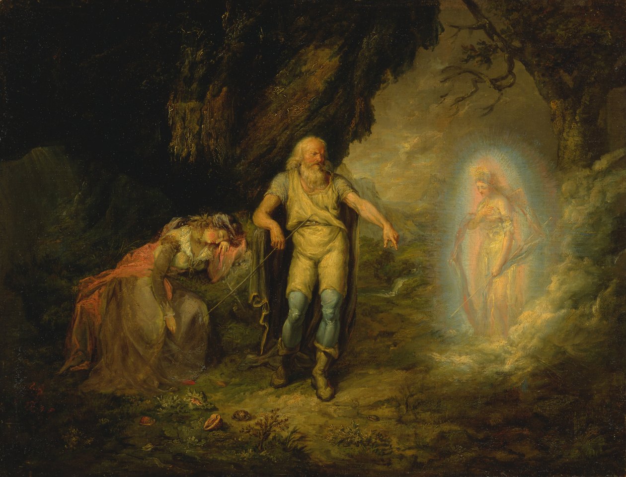 Prospero, Miranda a Ariel z Bouře od Unbekannt Unbekannt