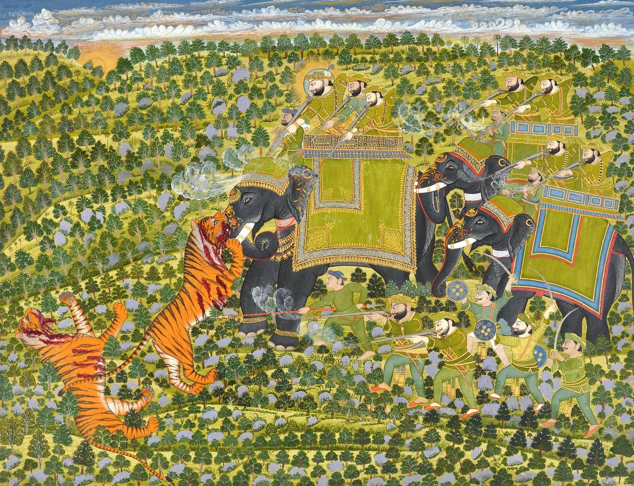Raghuraj Singh Hunting Tigers Datiae, od Unbekannt Unbekannt