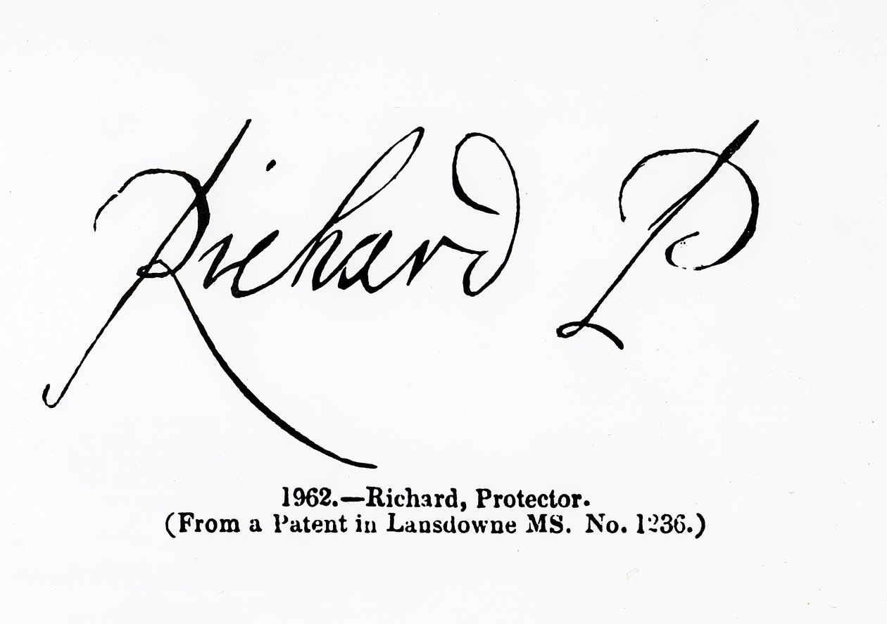 Reprodukce podpisu Richarda Cromwella (1626-1712) Lord Protector od Unbekannt Unbekannt