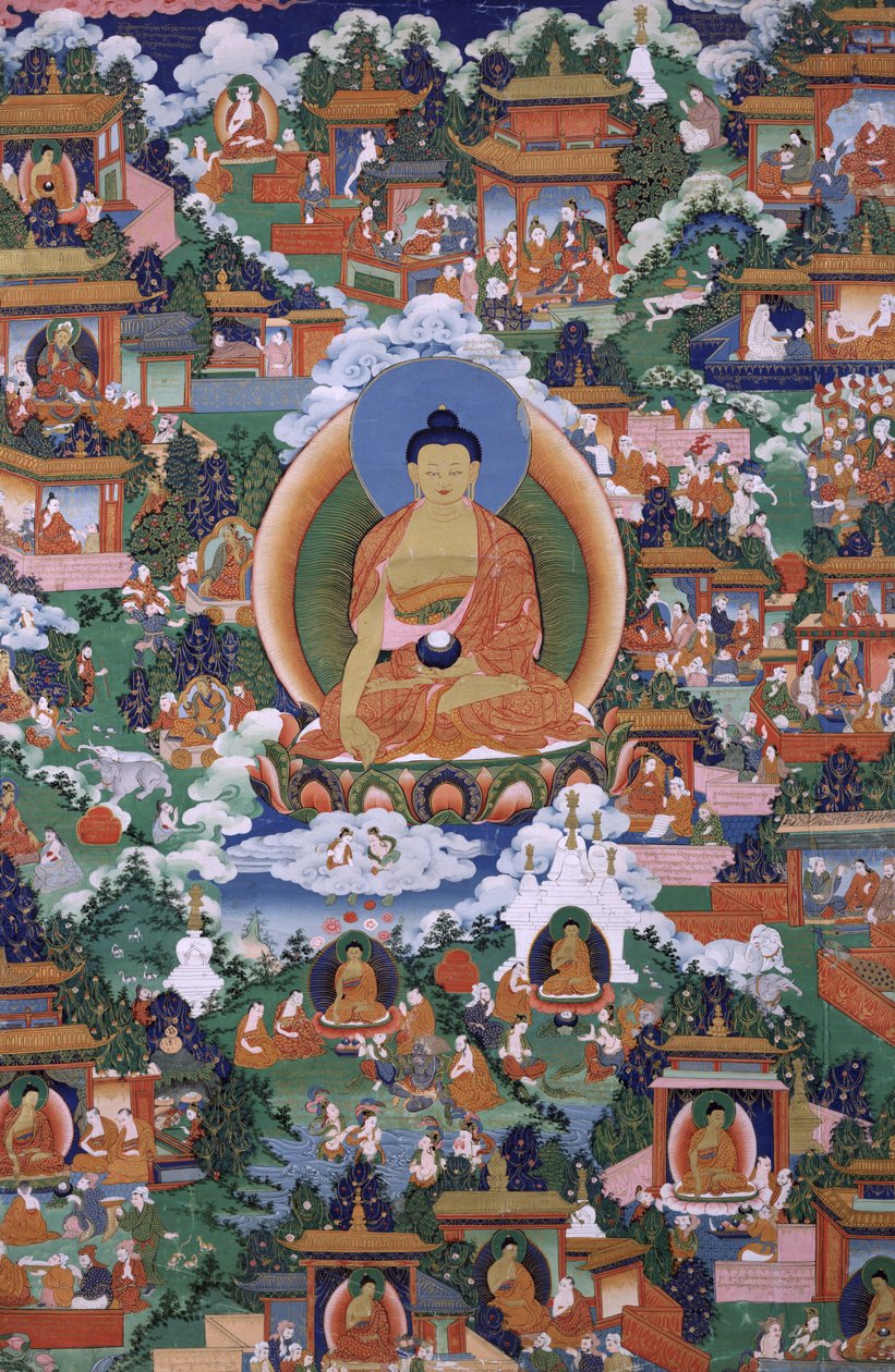 Shakyamuni Buddha s legendárními scénami Avadana od Unbekannt Unbekannt