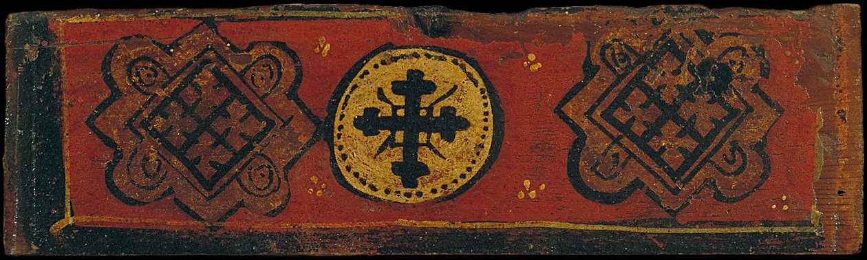 Malý kazetový stropní panel s křížem a erby ve tvaru kosočtverce od Unbekannt Unbekannt