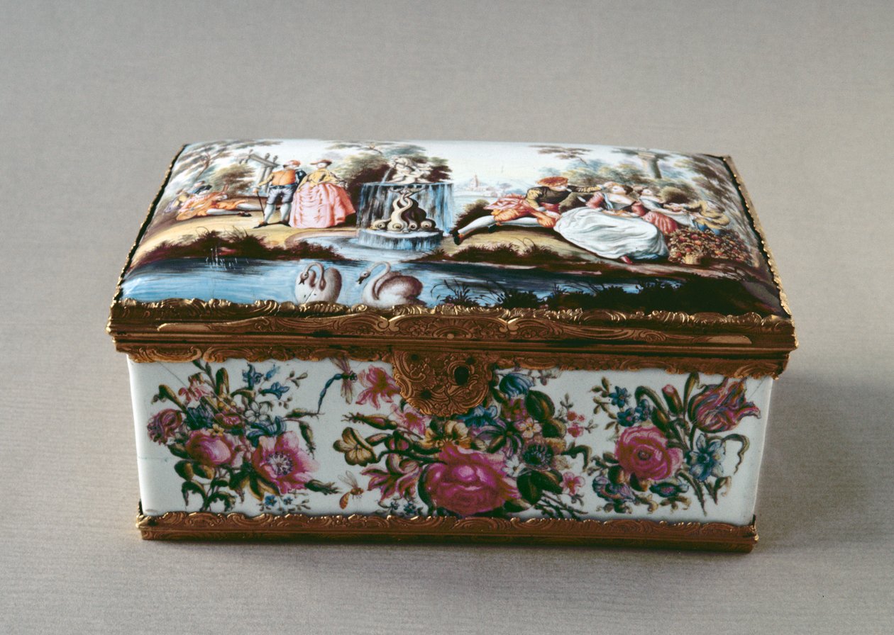 Tabatěrka, smalt cca 1750 s pozlacenou montáží od Unbekannt Unbekannt