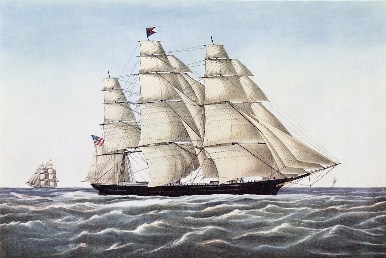 The Clipper Ship Flying Cloud, publikoval Currier und Ives, 1852 od Unbekannt Unbekannt