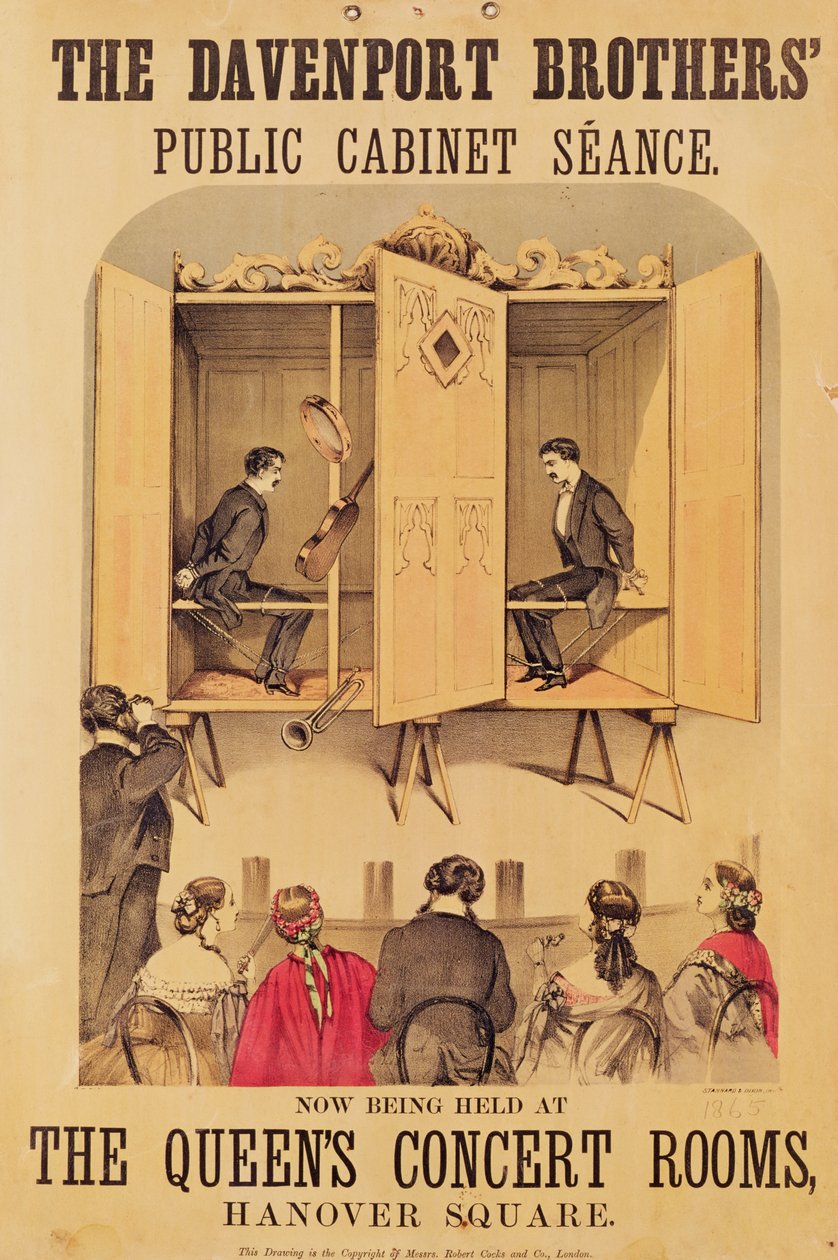 Bratři Davenportové, plakát pro Seance, 1865 od Unbekannt Unbekannt